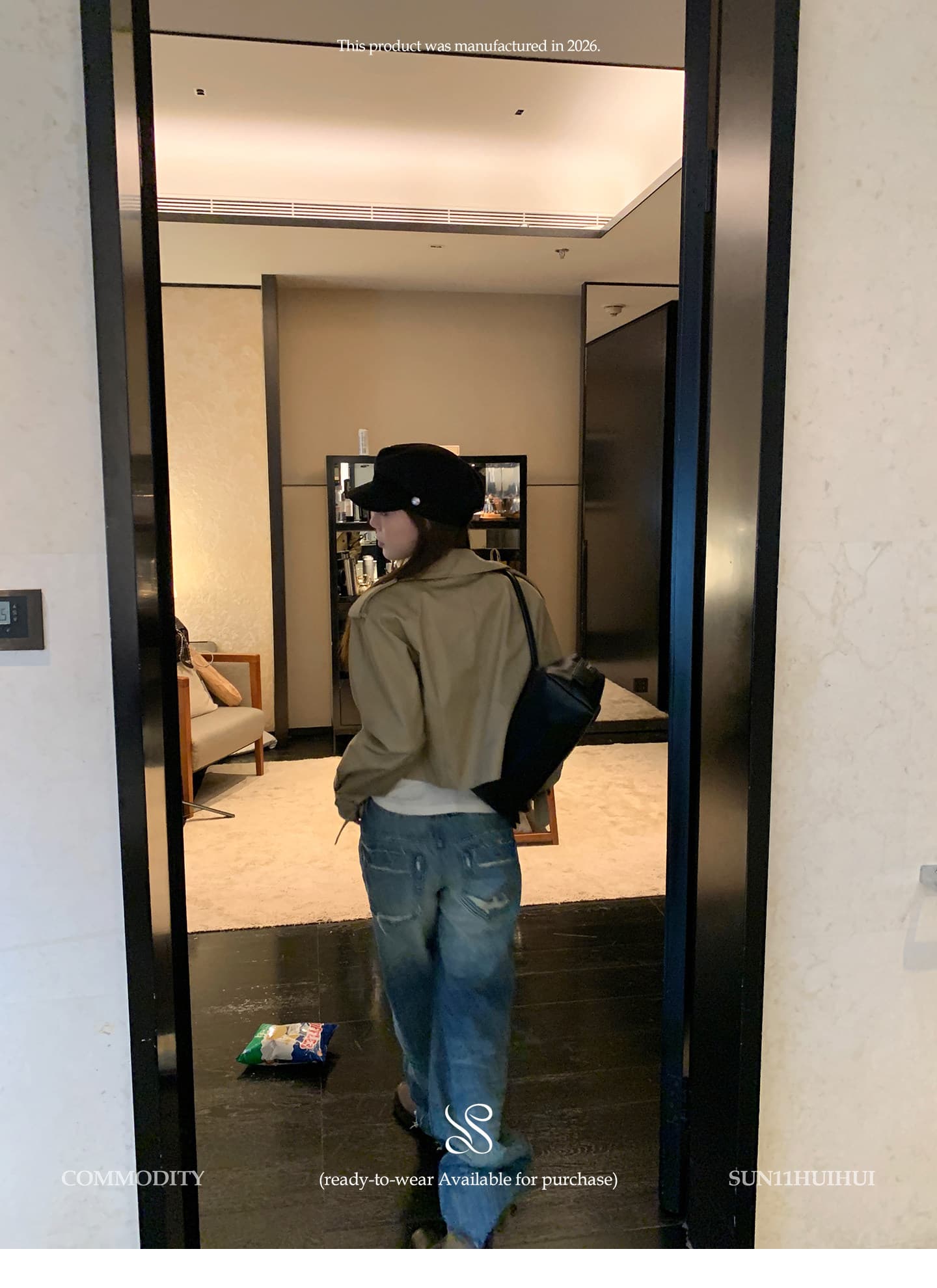sun11 더블 버클 허리 암소 바지 큰 암소 수공 청바지 여성 가을 캐주얼 루즈핏 스트레이트 바지 상세 이미지 30