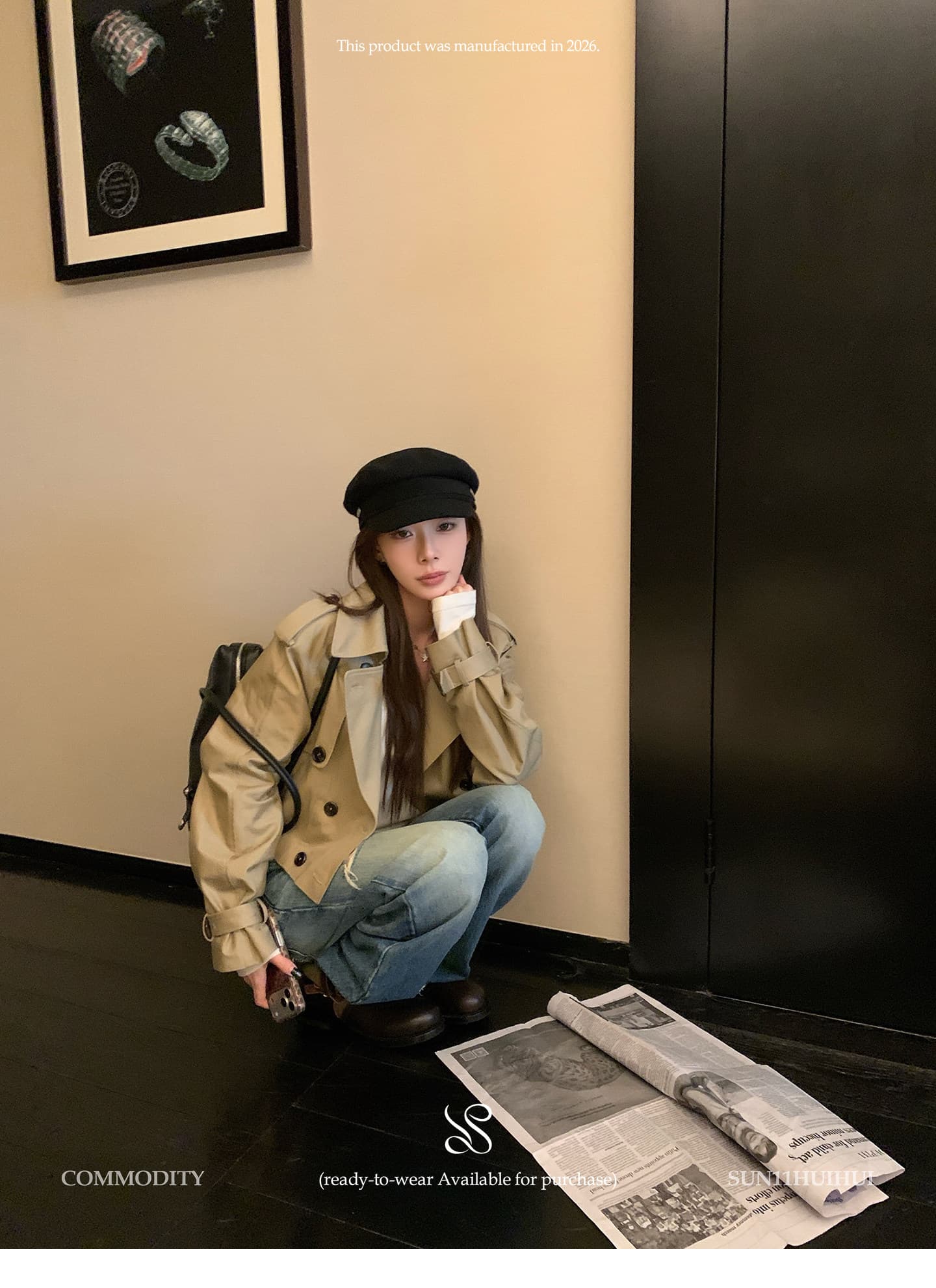 sun11 더블 버클 허리 암소 바지 큰 암소 수공 청바지 여성 가을 캐주얼 루즈핏 스트레이트 바지 상세 이미지 36