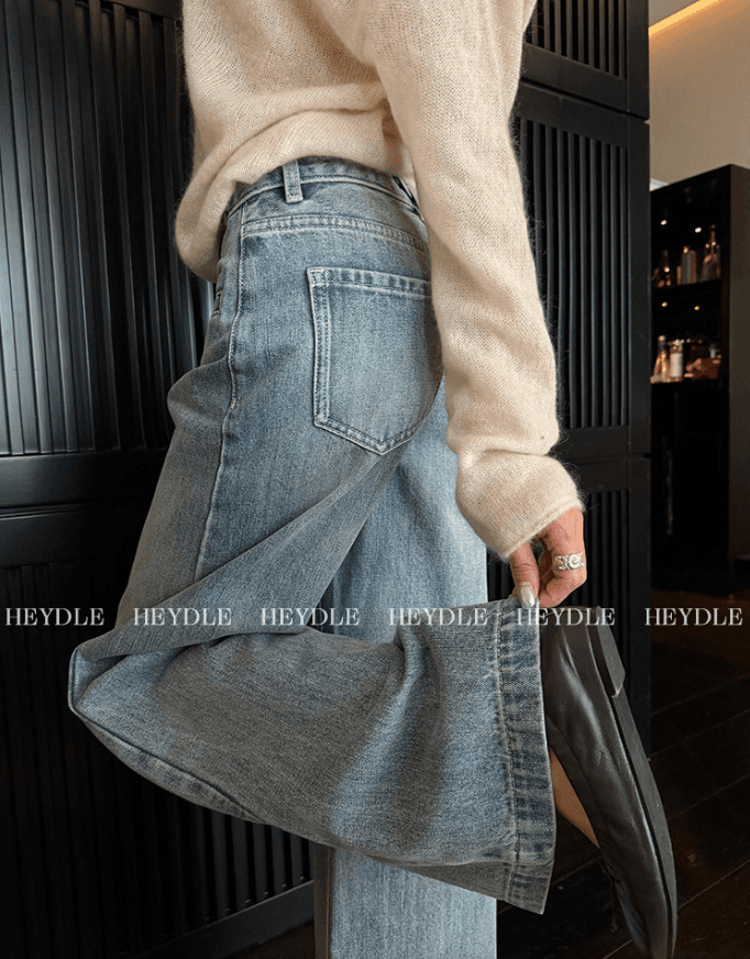 검은 콩 흠 리모델링 다리 종류 레트로 마 오래된 허리 두피 표준 청바지 루즈핏 다용도 스트레이트 팬츠 긴 바지 여성 이미지 4