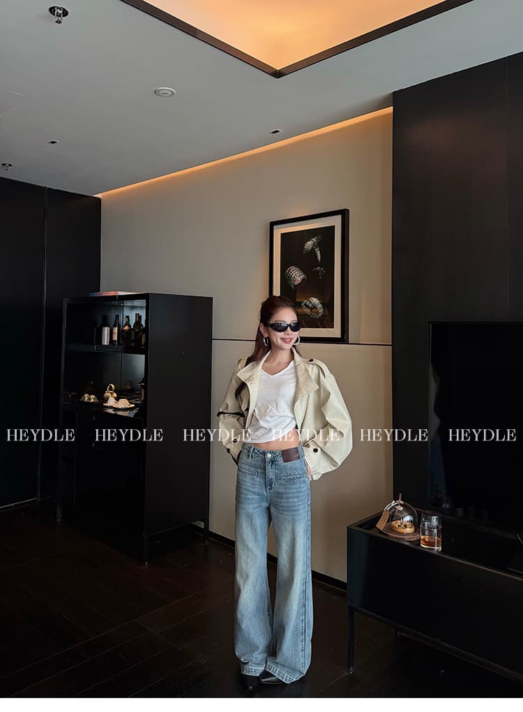 검은 콩 흠 리모델링 다리 종류 레트로 마 오래된 허리 두피 표준 청바지 루즈핏 다용도 스트레이트 팬츠 긴 바지 여성 상세 이미지 13