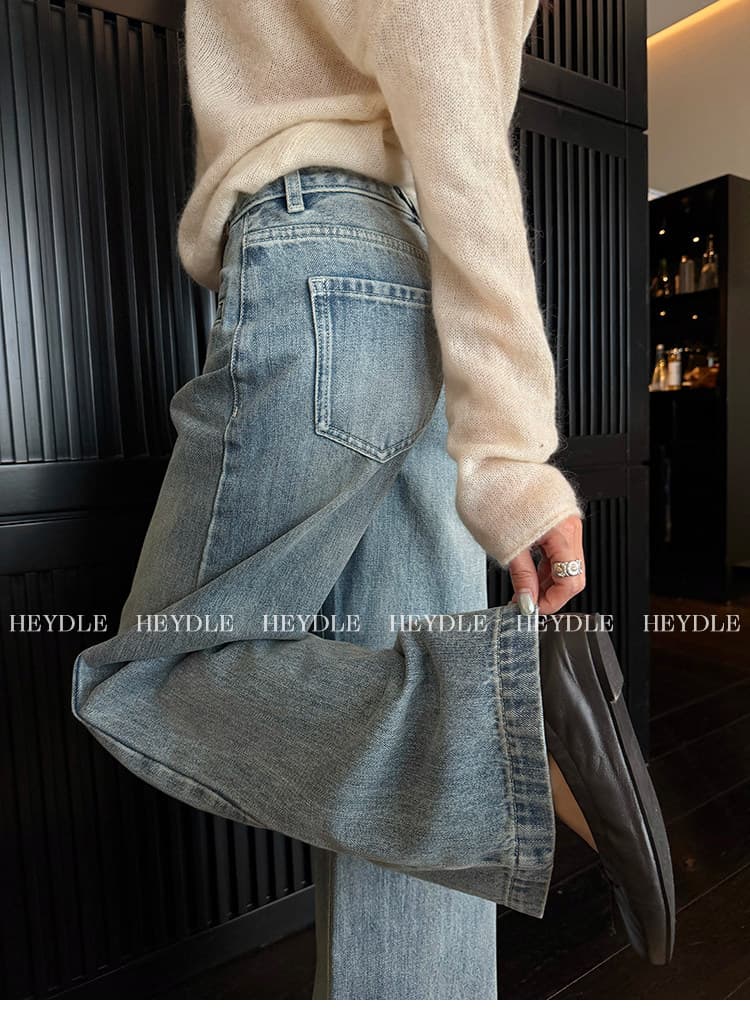 검은 콩 흠 리모델링 다리 종류 레트로 마 오래된 허리 두피 표준 청바지 루즈핏 다용도 스트레이트 팬츠 긴 바지 여성 상세 이미지 16