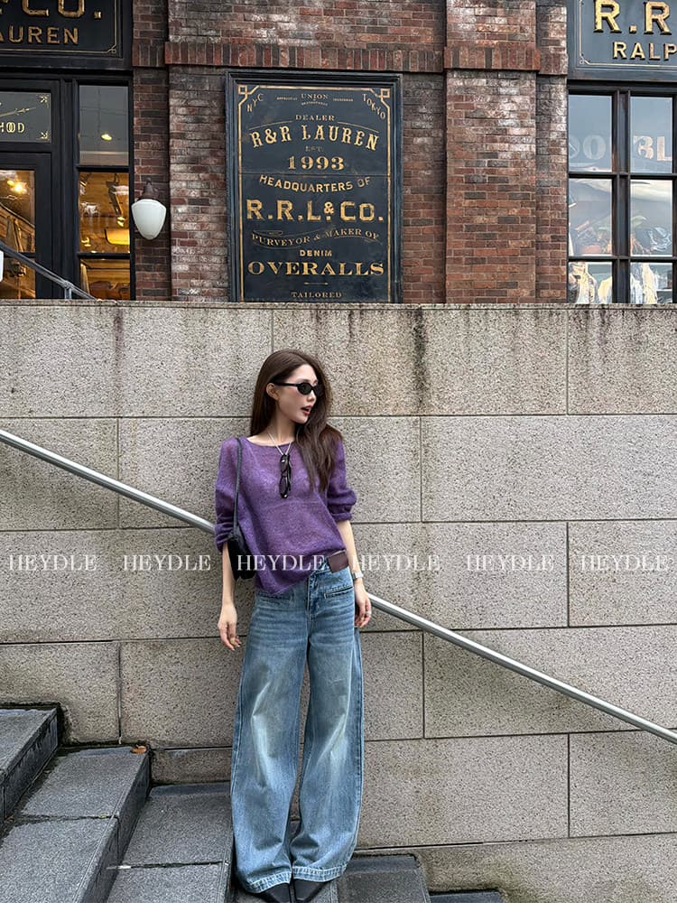 검은 콩 흠 리모델링 다리 종류 레트로 마 오래된 허리 두피 표준 청바지 루즈핏 다용도 스트레이트 팬츠 긴 바지 여성 상세 이미지 24