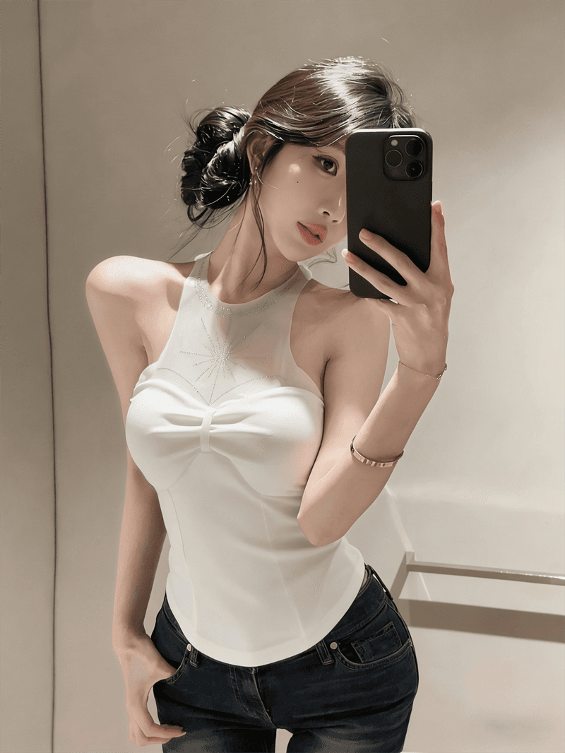 실사 여름 품격 라운드 넥 패치워크 인터넷 샤 포장 가슴 종류 다이아몬드 세팅 조끼 섹시함 핫걸 몸매 가꾸기 페이크 레이어드 티셔츠 상세 이미지 15