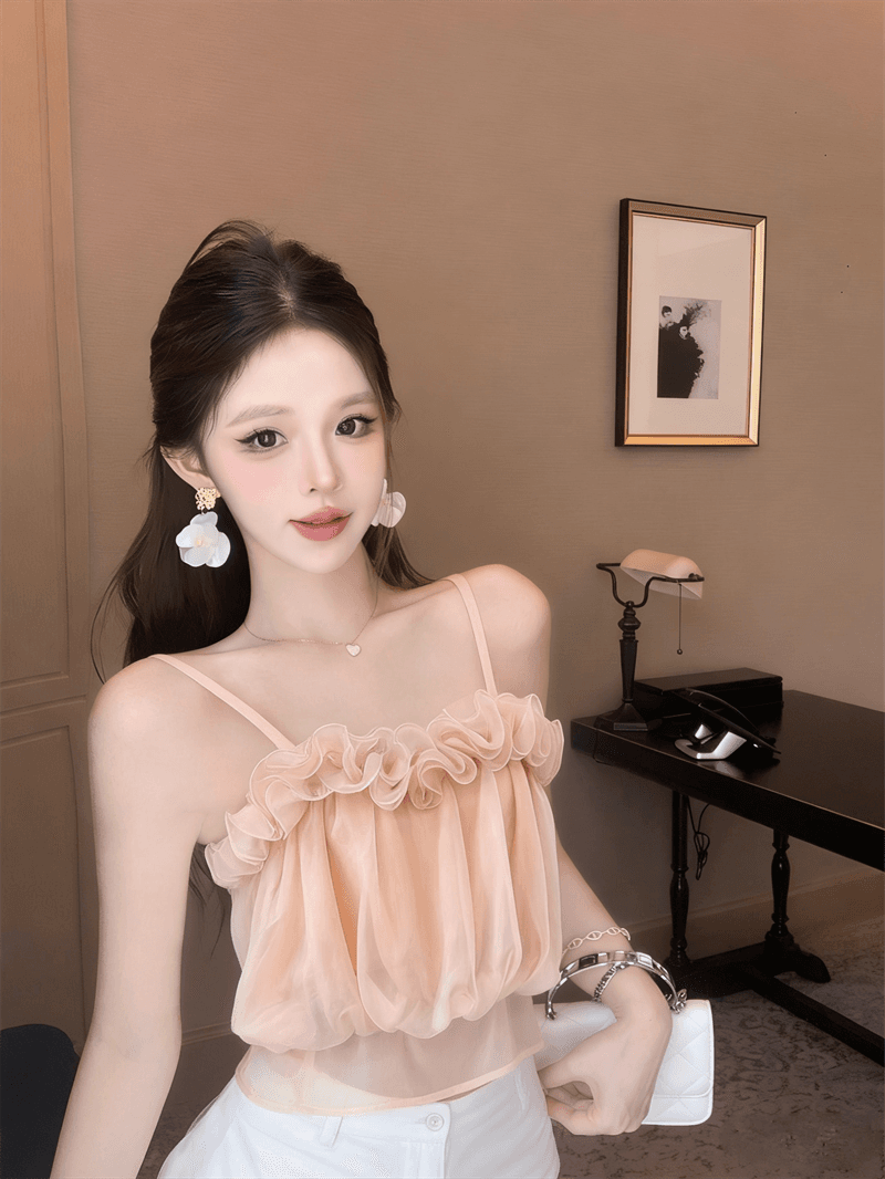 실사 여름 새로운 프랑스식 한 단어 레이스 칼라 패치워크 3d 꽃 슬립 몸매 가꾸기 허리 수축 달콤함 맨위 상세 이미지 8