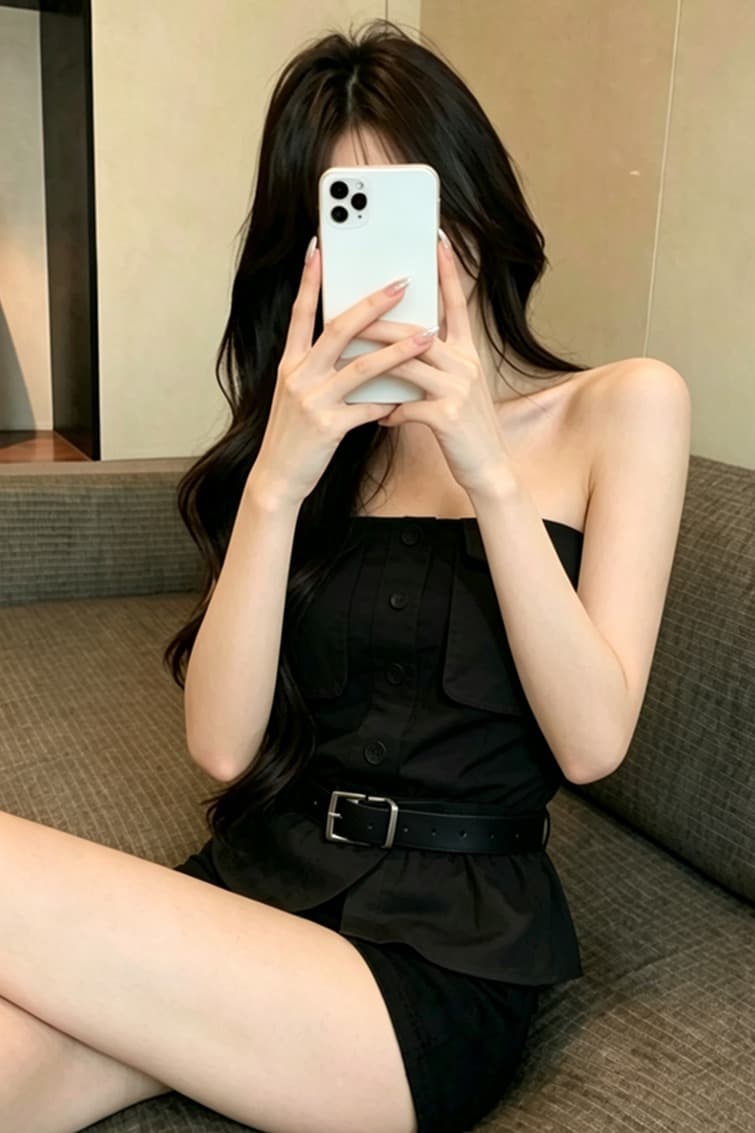 실사 여름 프랑스식 보트넥 튜브탑 조끼 벨트 포함 몸매 가꾸기 섹시함 핫걸 쇼트 스타일 민소매 허리 수축 맨위 이미지 6
