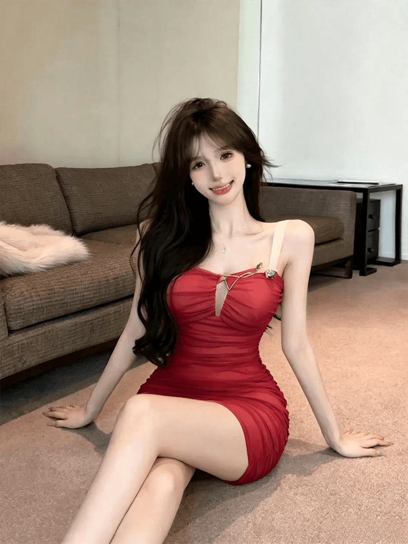 실사 여름 보트넥 패치워크 포장 가슴 백리스 슬립 미니 스커트 섹시함 타이트 스커트 순수한 욕망 바람 펌프 Pleat 드레스 상세 이미지 1