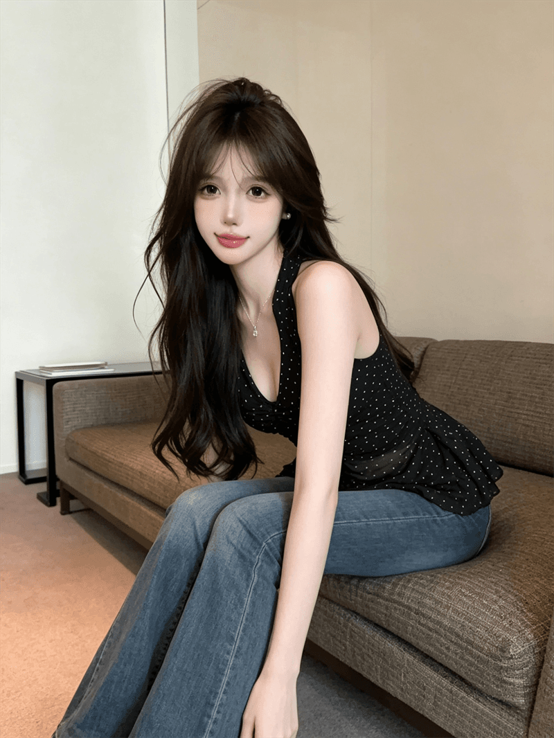 여름 프랑스식 V넥 패치워크 백리스 쇼트 스타일 허리 수축 순수한 욕망 바람 티셔츠 섹시함 행침 목 스타일 레오파드 무늬 불규칙 조끼 상세 이미지 6