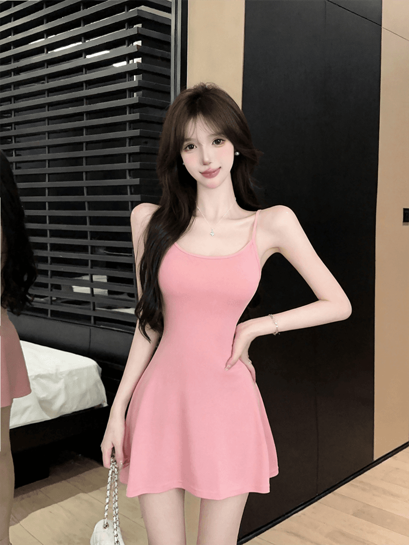 실사 봄 가을 V넥 섹시함 타이트 스커트 허리 수축 슬립 드레스 쇼트 스타일 긴팔 오픈 가디건 숄 핫걸 투피스 세트 상세 이미지 7