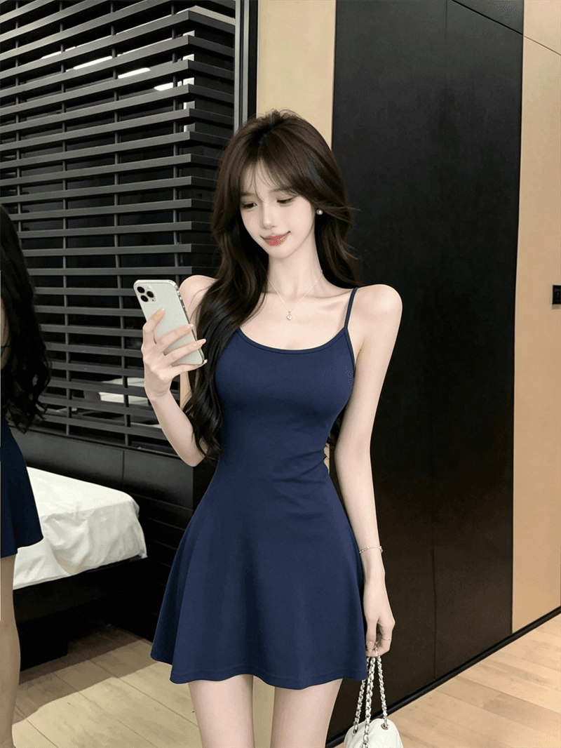 실사 봄 가을 V넥 섹시함 타이트 스커트 허리 수축 슬립 드레스 쇼트 스타일 긴팔 오픈 가디건 숄 핫걸 투피스 세트 상세 이미지 16