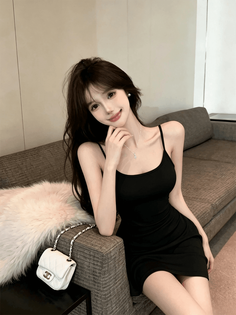 실사 봄 가을 V넥 섹시함 타이트 스커트 허리 수축 슬립 드레스 쇼트 스타일 긴팔 오픈 가디건 숄 핫걸 투피스 세트 상세 이미지 20