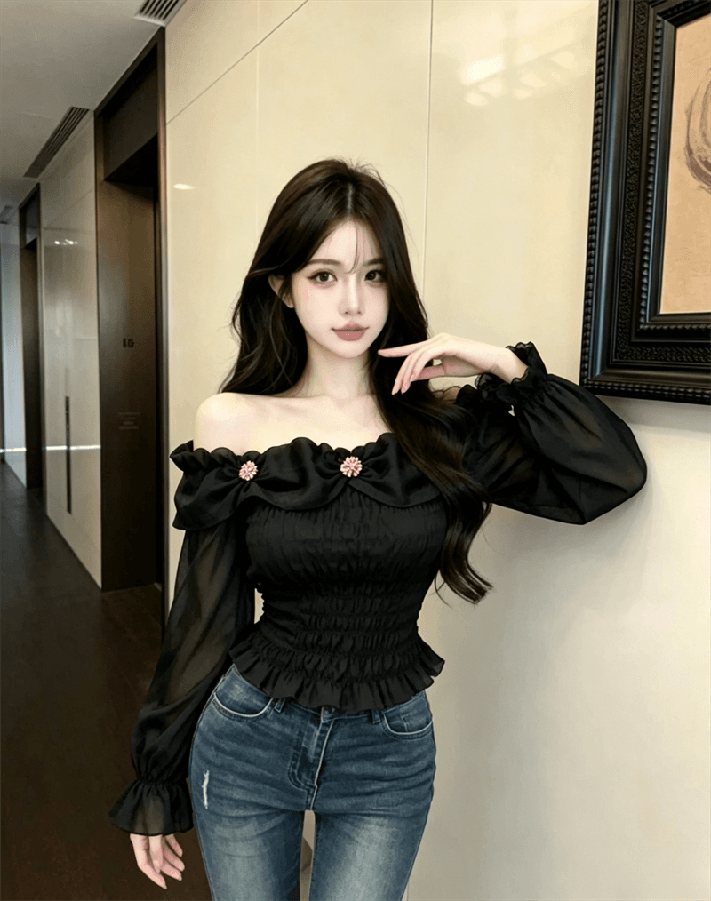 실사 새로운 순수한 욕망 바람 광장 칼라 나비 매듭 몸매 가꾸기 맨위 이미지 4
