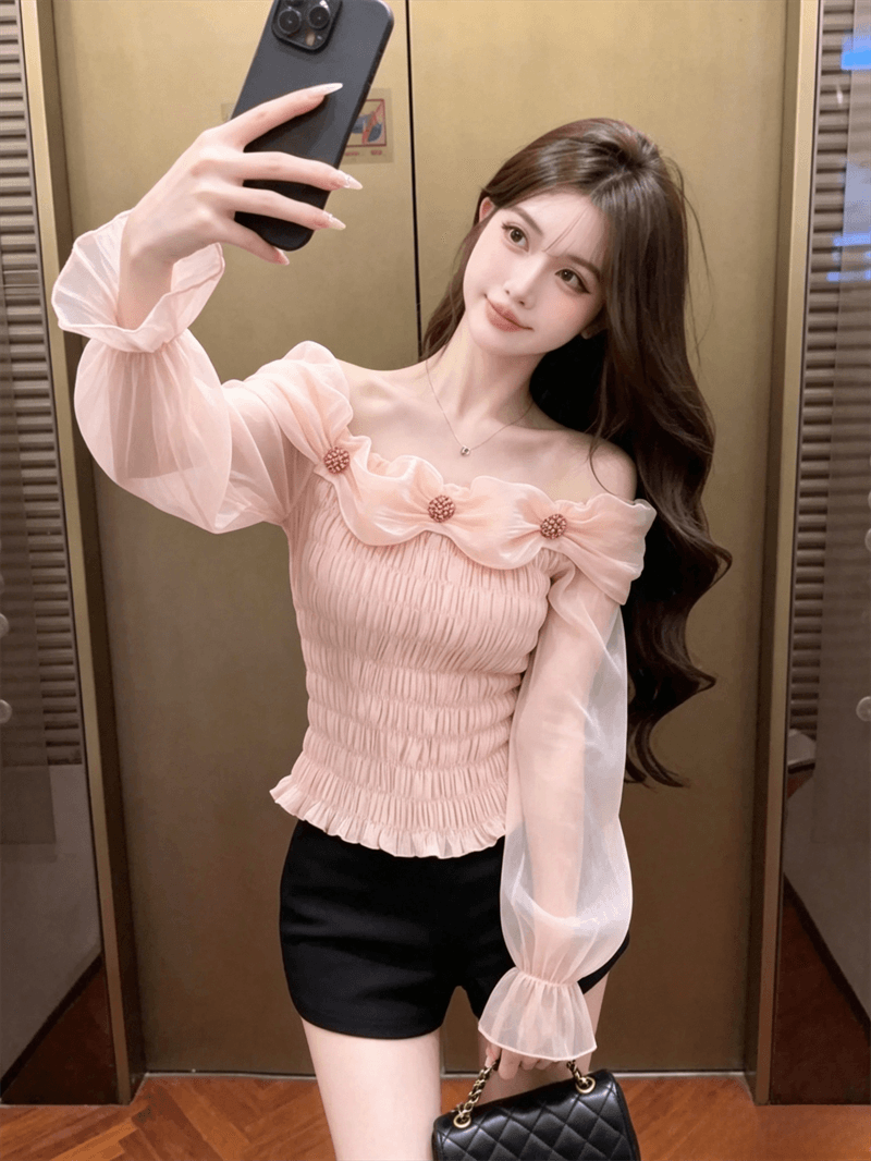 실사 새로운 순수한 욕망 바람 광장 칼라 나비 매듭 몸매 가꾸기 맨위 상세 이미지 18