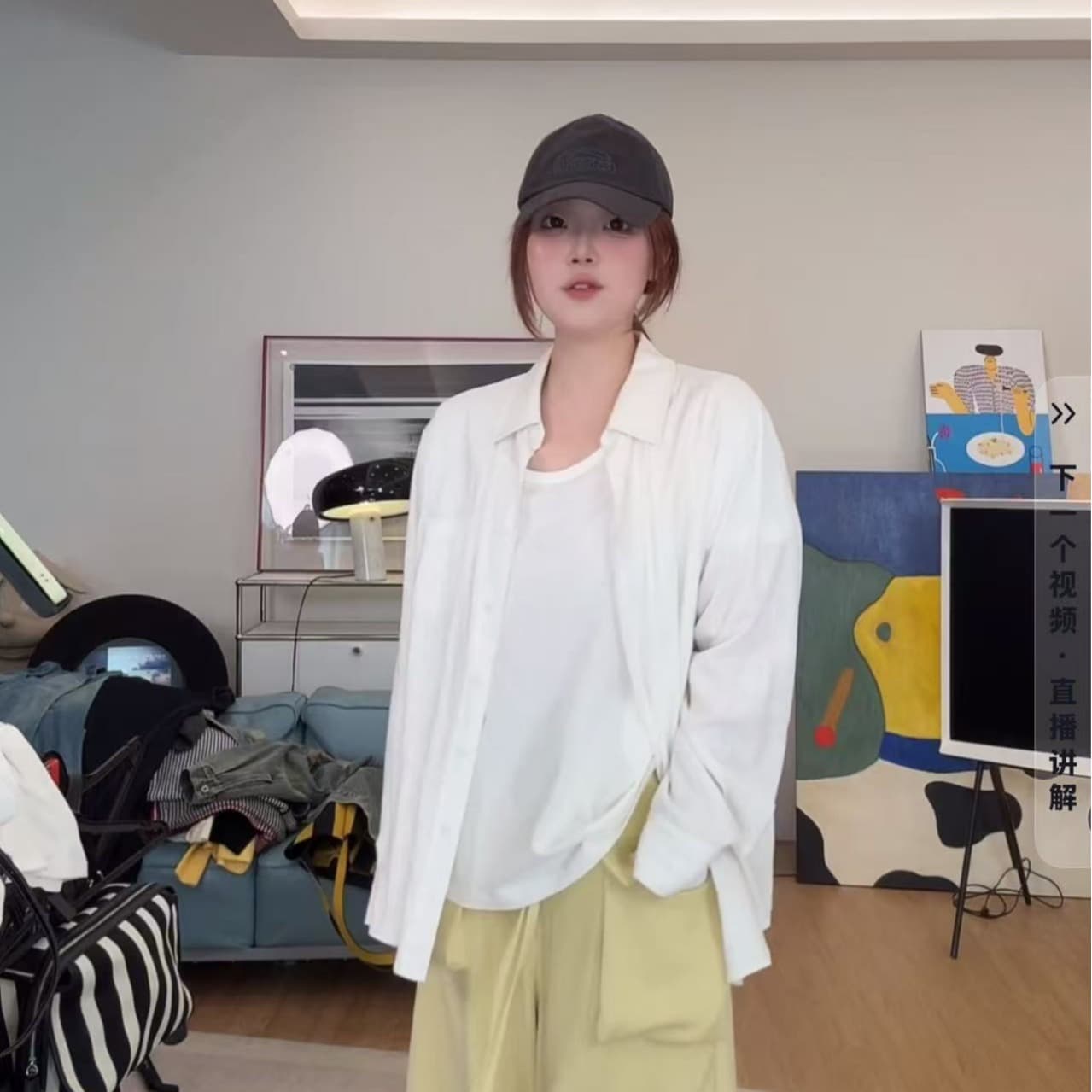 크리스탈 꼬꼬 우는 소리 편안함 백퍼센트 주머니 폴로 칼라 루즈핏 단색 아마 긴팔 여성 셔츠 2026 봄 새로운 이미지 5