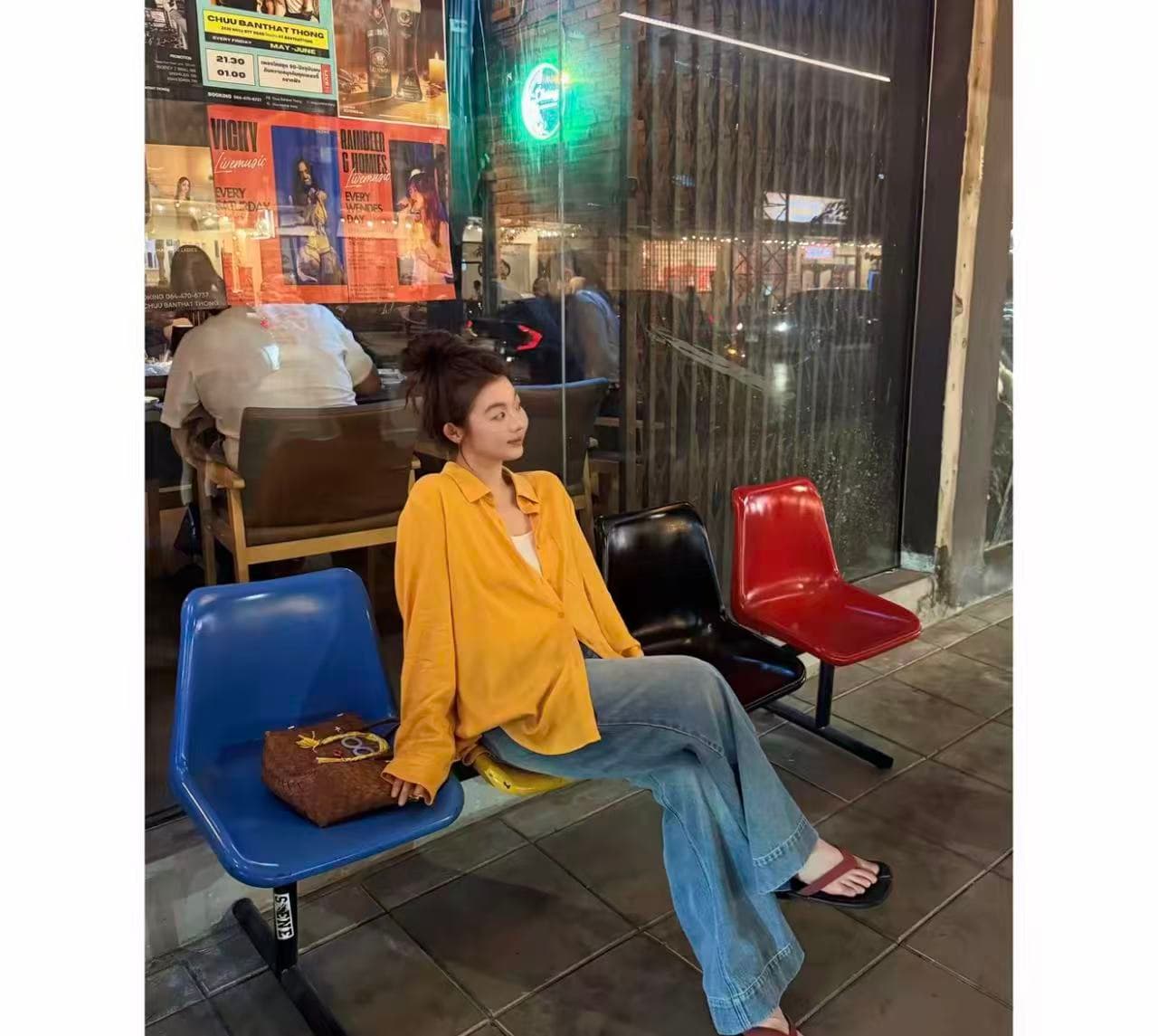 크리스탈 꼬꼬 우는 소리 편안함 백퍼센트 주머니 폴로 칼라 루즈핏 단색 아마 긴팔 여성 셔츠 2026 봄 새로운 상세 이미지 8