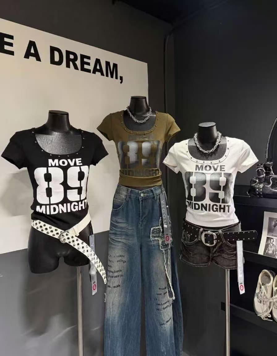차가운 핫걸 대 u 칼라 징 금속 펑크 다크 록 2026 아모이 ins 트렌디 한일 ootd 쇼트 스타일 티셔츠 상세 이미지 6