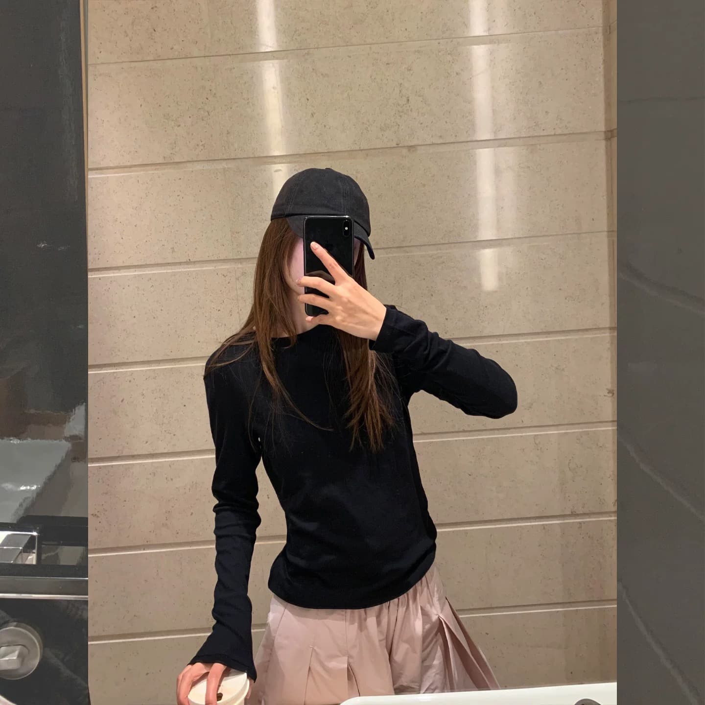 자이언트 잘 생긴 여름 드레스 전체 집합 느긋한 느슨함 센스 착용 가져 가라. 긍정적 인 어깨 긴팔 자외선 차단 티셔츠 핑크색 반신 치마 세트 이미지 4
