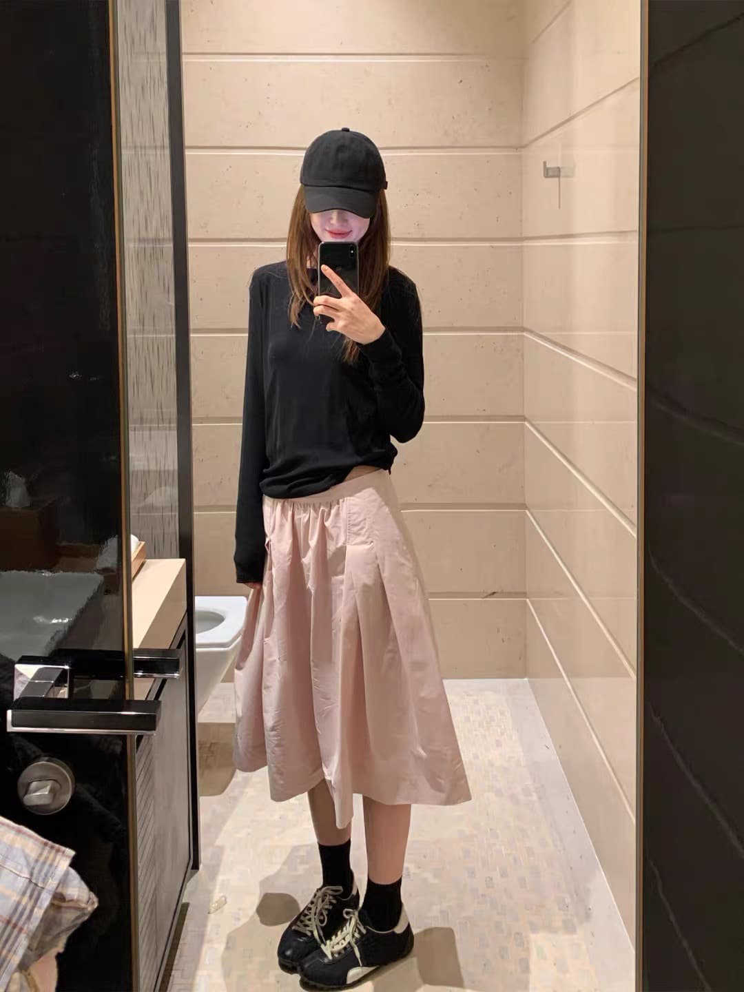 자이언트 잘 생긴 여름 드레스 전체 집합 느긋한 느슨함 센스 착용 가져 가라. 긍정적 인 어깨 긴팔 자외선 차단 티셔츠 핑크색 반신 치마 세트 상세 이미지 1