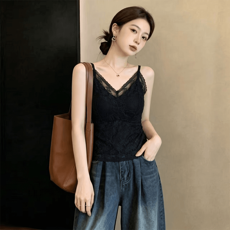 실사 정가 프랑스식 지방 mm 무거운 작업 레이스 아름다움 뒤로 봄 여름 캐미솔 벨트 가슴 패드 하나 생체 내 가져 가라. 외출용 상세 이미지 6