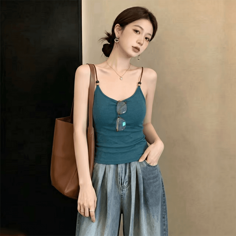 실사 정가 프랑스식 지방 mm 도파민 아름다움 뒤로 여름 캐미솔 벨트 가슴 패드 하나 생체 내 가져 가라. 외출용 만나는 이미지 5