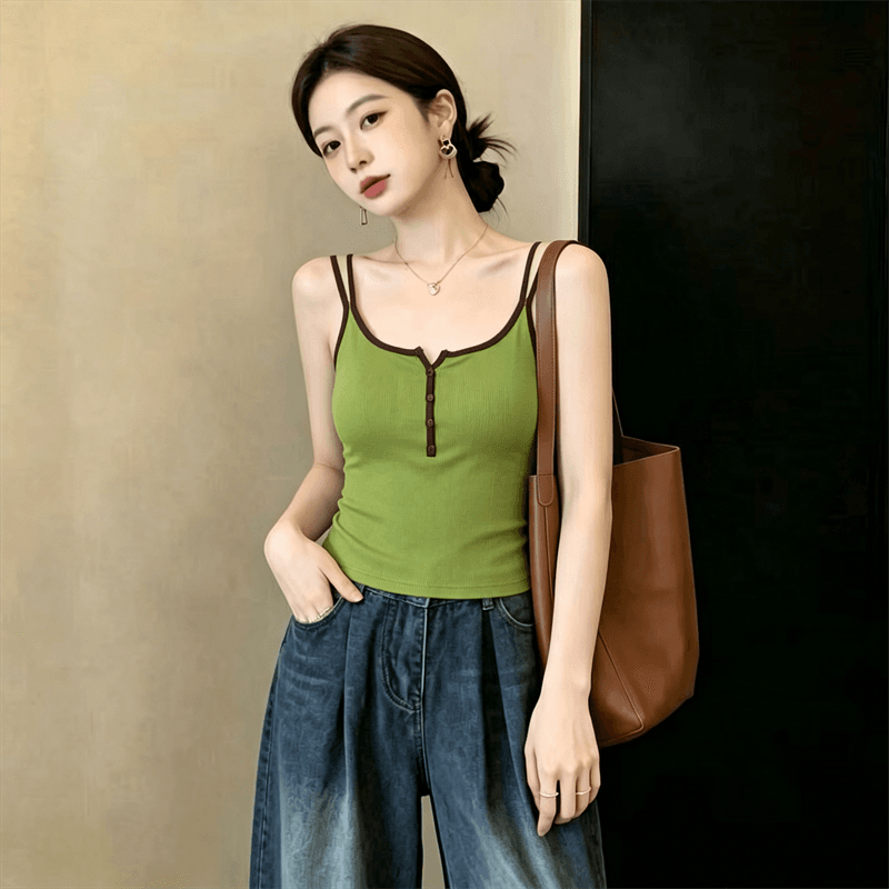 실사 정가 프랑스식 패치워크 아름다움 뒤로 여름 캐미솔 벨트 가슴 패드 하나 생체 내 가져 가라. 외출용 만나는 이미지 4