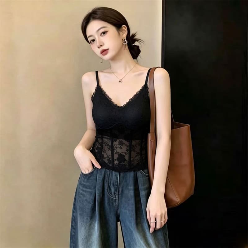 실사 정가 프랑스식 지방 mm 레이스 아름다움 뒤로 캐미솔 벨트 가슴 패드 하나 생체 내 가져 가라. 외출용 만나는 가져 가라. 재킷 상세 이미지 11