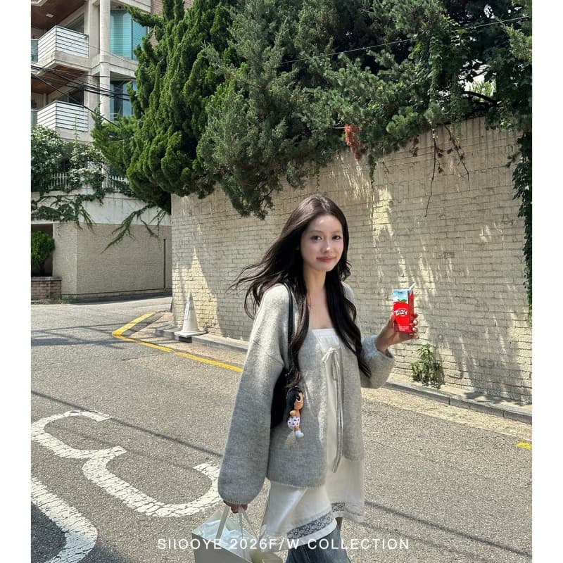 siiooye 남자 플러시 질감 빛 사람들 분위기 포함 양 낙타 털 레이스업 오픈 가디건 스웨터 여자 가을 루즈핏 재킷 이미지 5