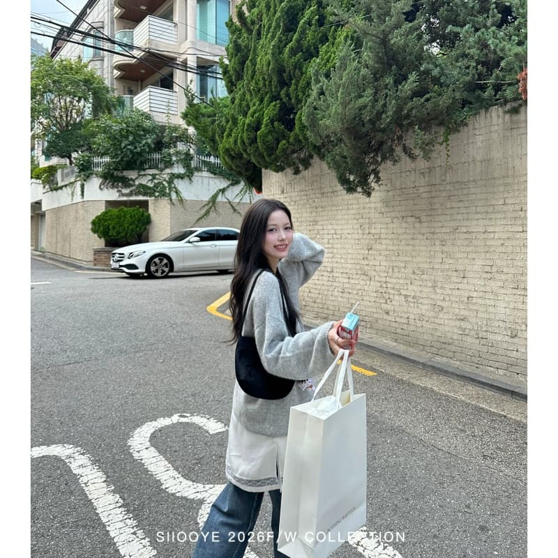 siiooye 남자 플러시 질감 빛 사람들 분위기 포함 양 낙타 털 레이스업 오픈 가디건 스웨터 여자 가을 루즈핏 재킷 이미지 3