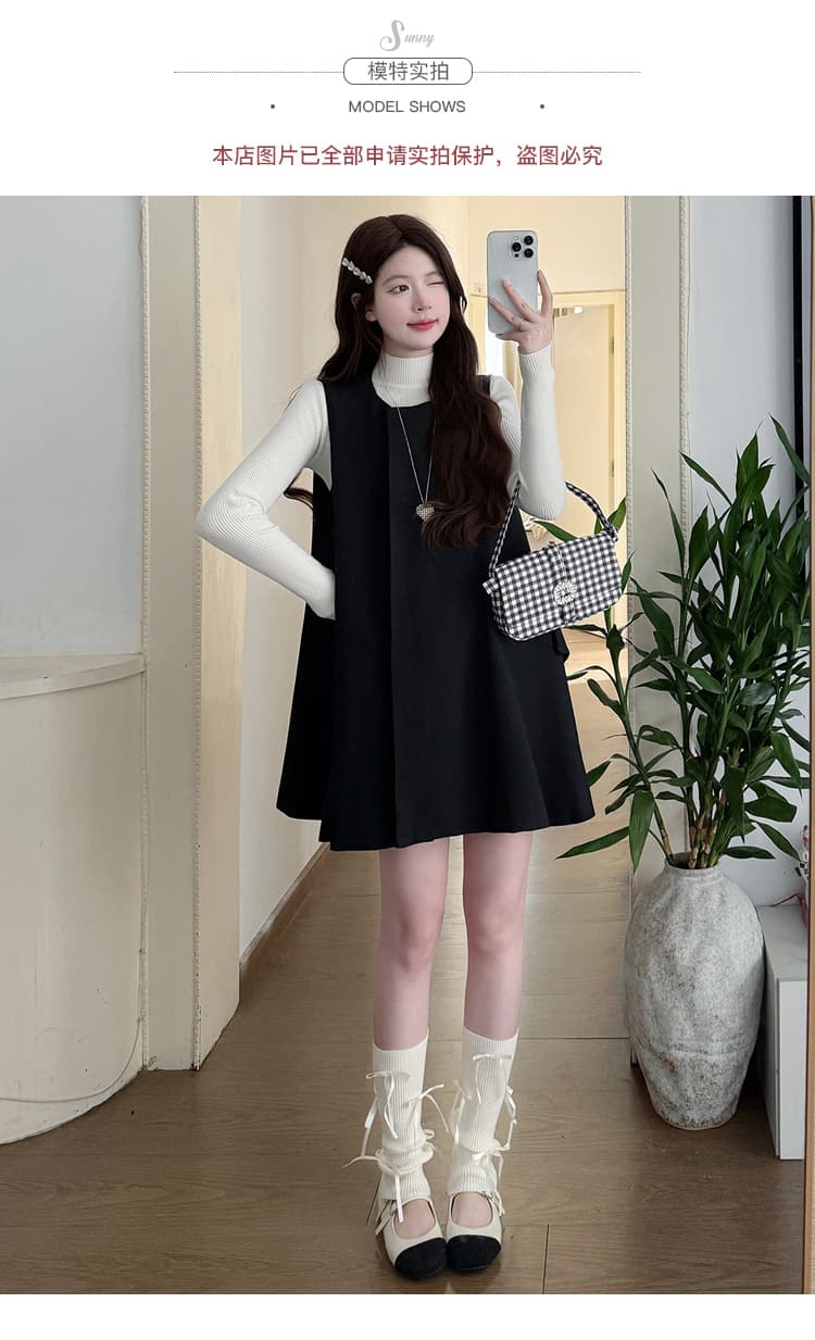 실사 출산 착용 가을과 겨울 민소매 조끼 베스트 망토 치마 투피스 세트 상세 이미지 8