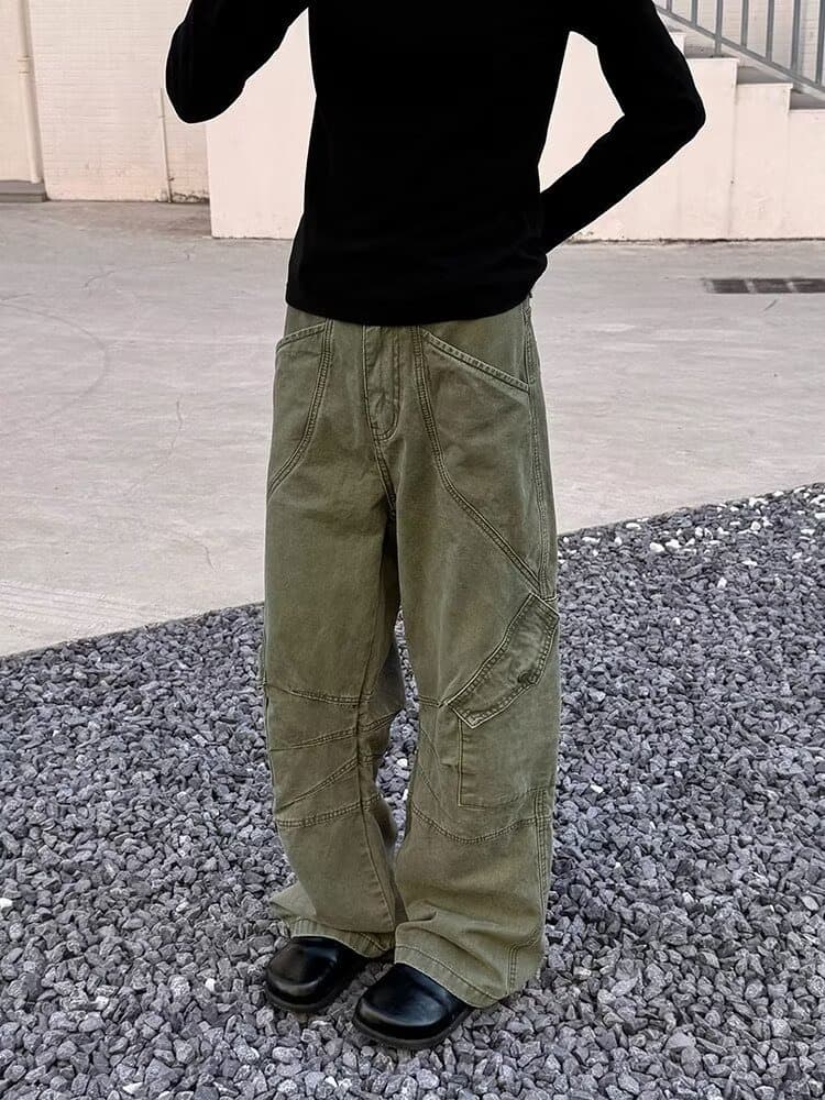 아메리칸 레트로 워크웨어 바람 루즈핏 와이드 레그 팬츠 남녀 높음 거리 기타 주머니 루즈핏 도루 센스 캐주얼 청바지 상세 이미지 13