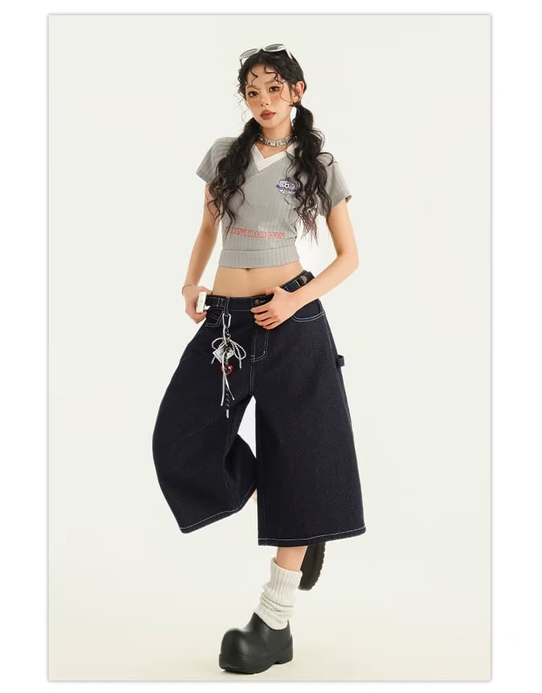 여름 ootd 넓은 다리 7 점 청바지 여성 새로운 빅 사이즈 지방 mm 배 모양 몸 슬림해 보이는 루즈핏 스트레이트 팬츠 상세 이미지 22