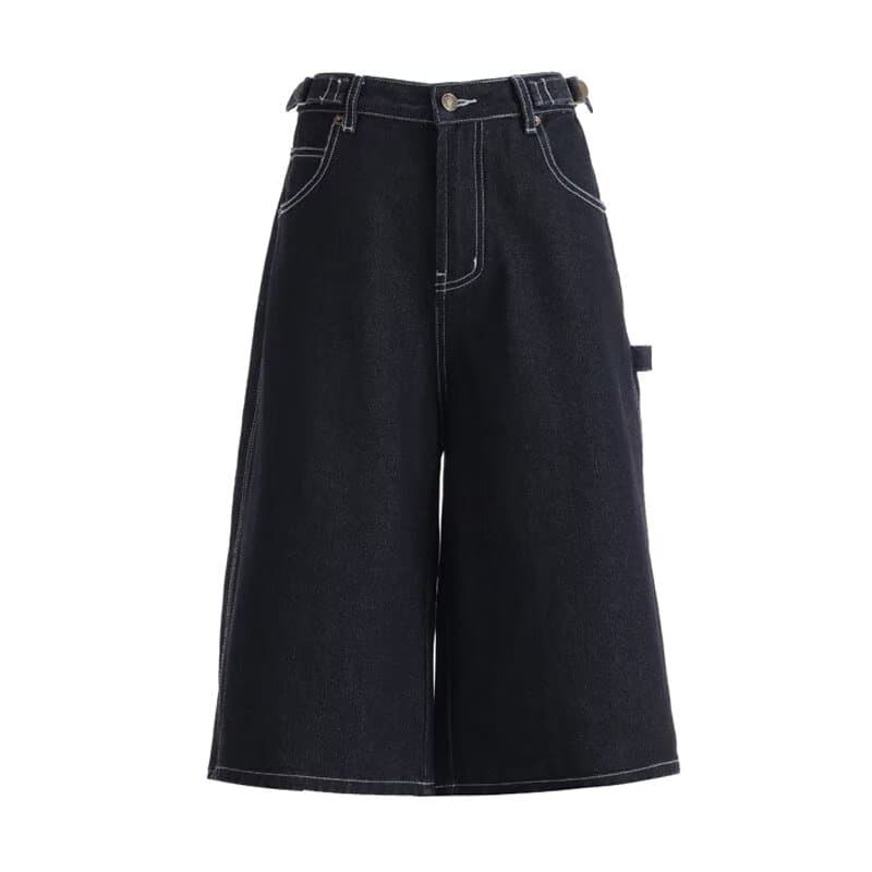 여름 ootd 넓은 다리 7 점 청바지 여성 새로운 빅 사이즈 지방 mm 배 모양 몸 슬림해 보이는 루즈핏 스트레이트 팬츠 이미지 5