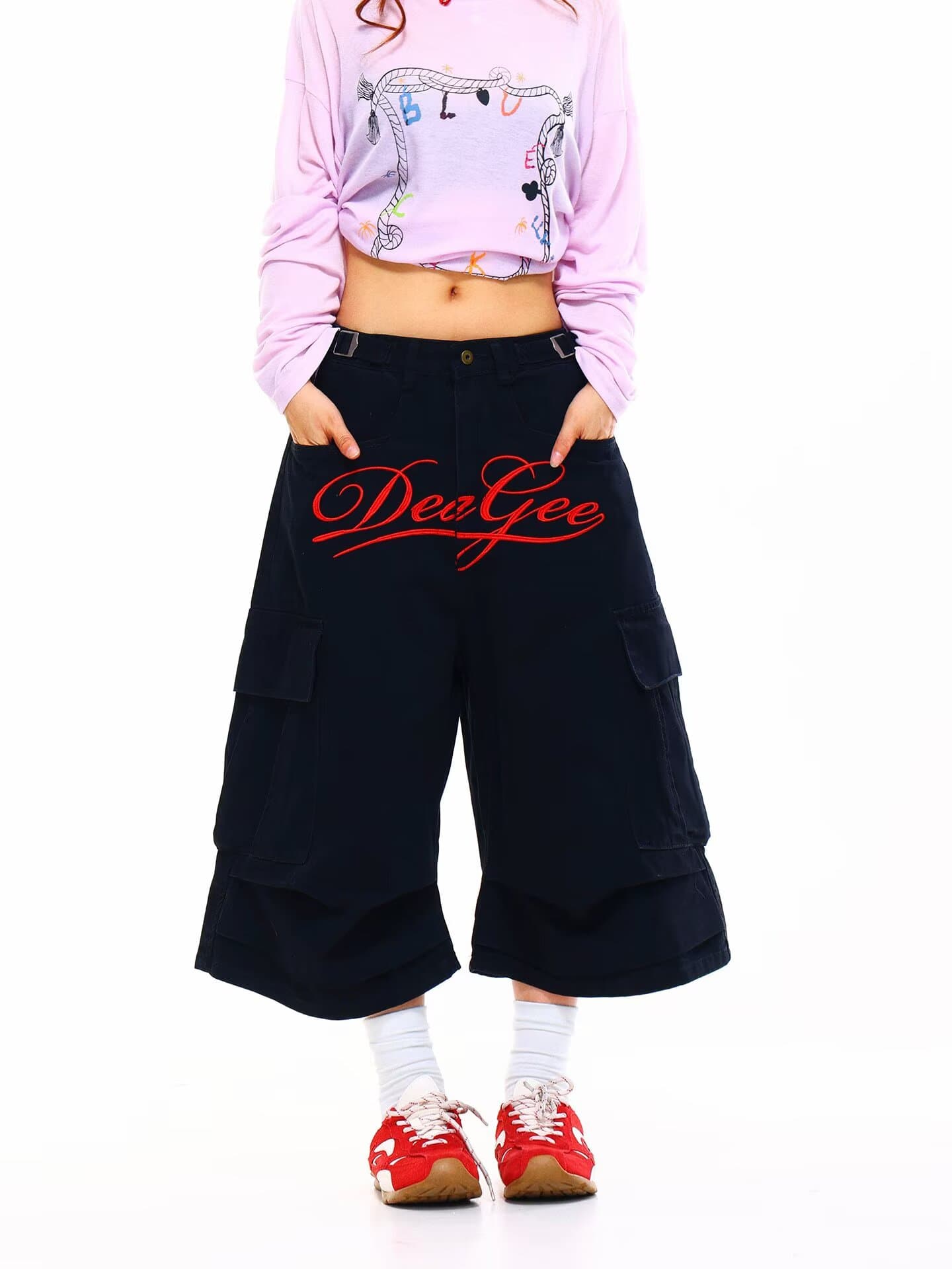 여름 ootd 거리 기타 가방 다크 영어 자수 마 오래된 스태킹 높음 거리 워싱 나팔 데님 7부 바지 여성