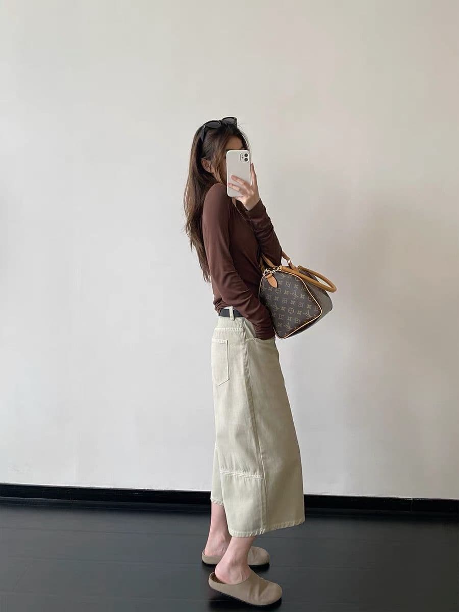 2026 새로운 아메리칸 레트로 캐주얼 다용도 넓은 다리 슬림해 보이는 루즈핏 스트레이트 데님 7부 바지 아이들 이미지 4