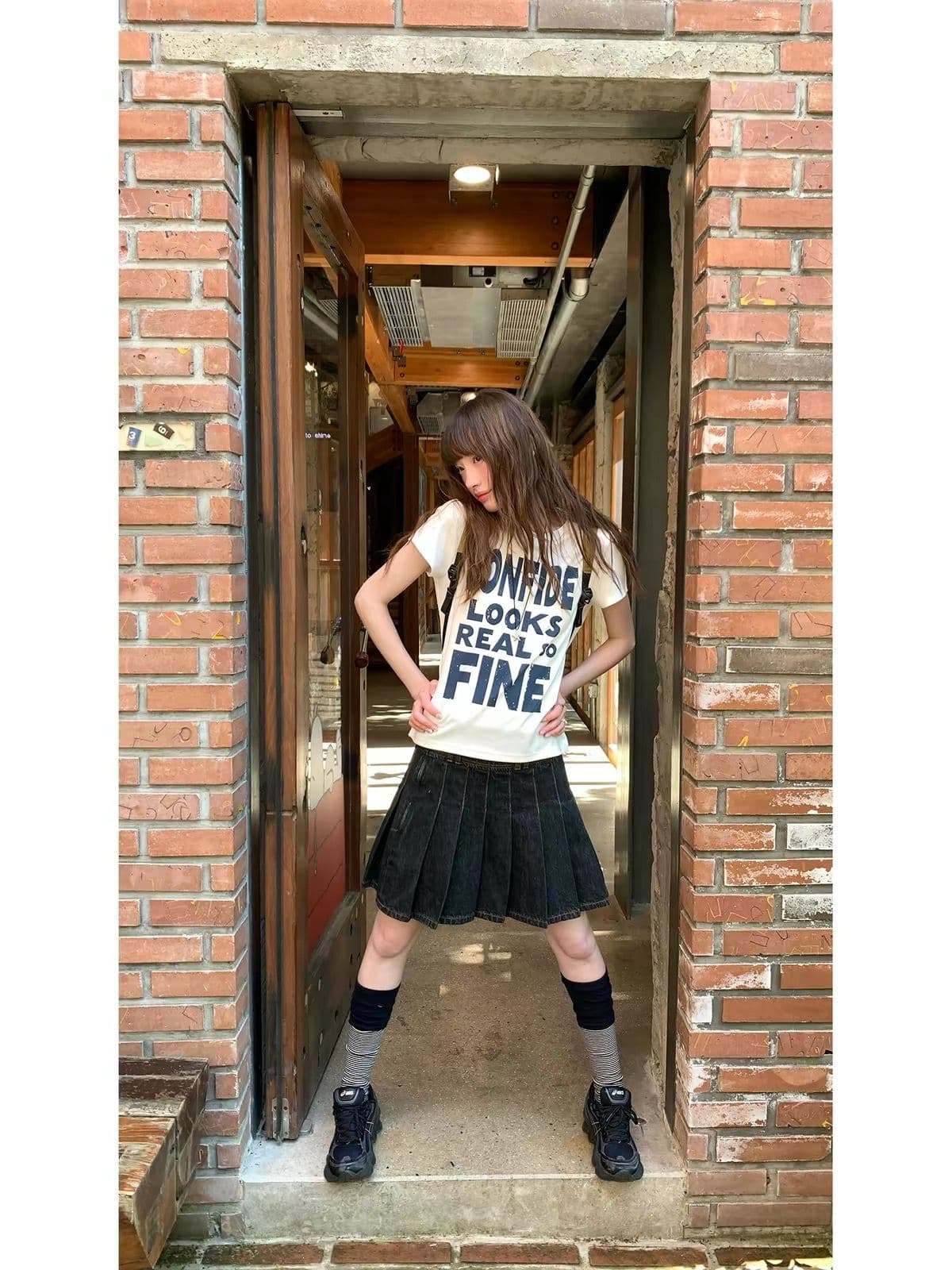 아메리칸 레트로 마 오래된 데님 플리츠 스커트 여름 여성 하이웨이스트 부서 버클 한 마디 플리츠 다용도 반신 스커트 이미지 4