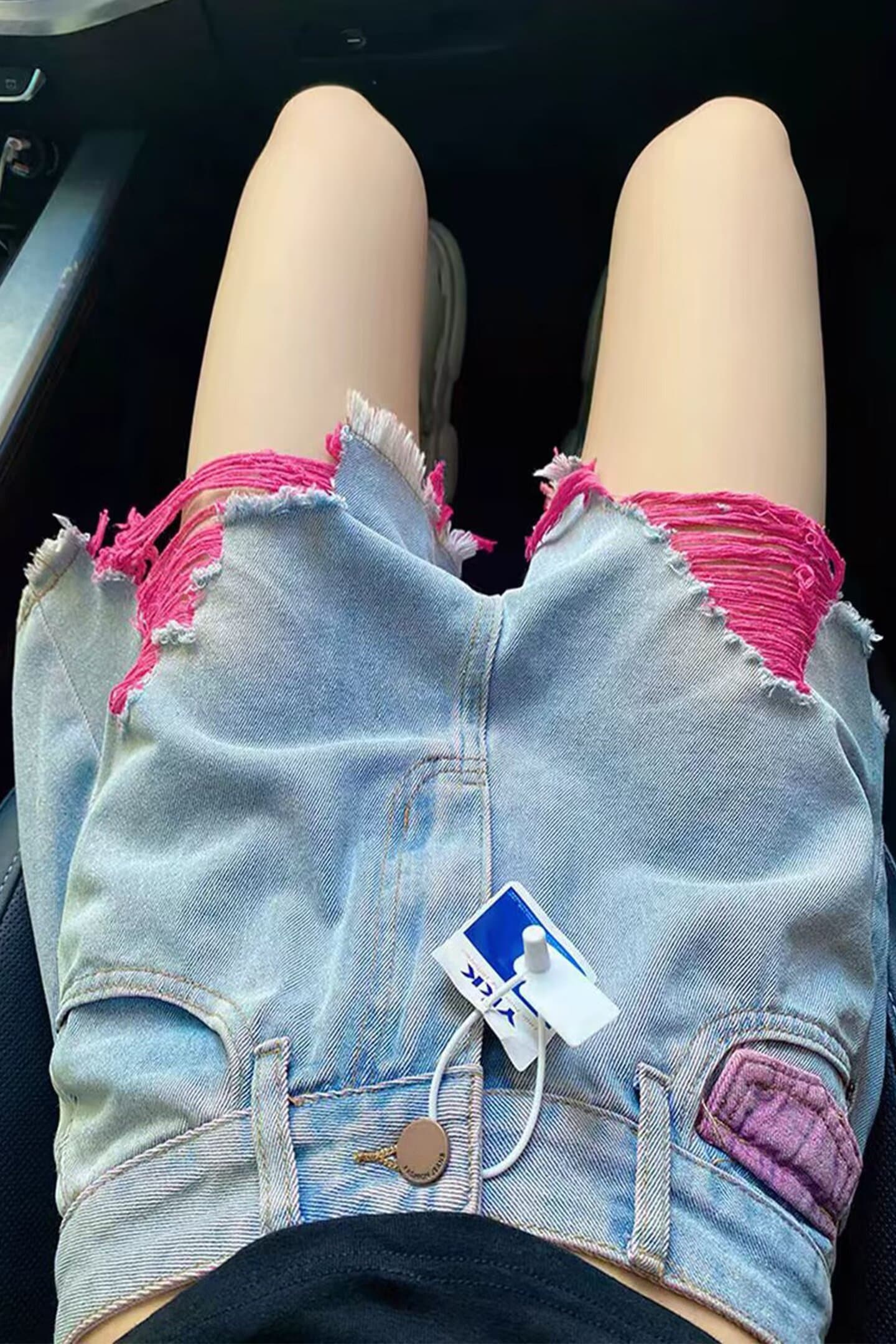 달콤한 매운맛 바람 새로운 세력 도파민 찢어진 부분 데님 반바지 여성 여름 하이웨이스트 작은 키 루즈핏 넓은 다리 핫 바지 트렌드 상세 이미지 1