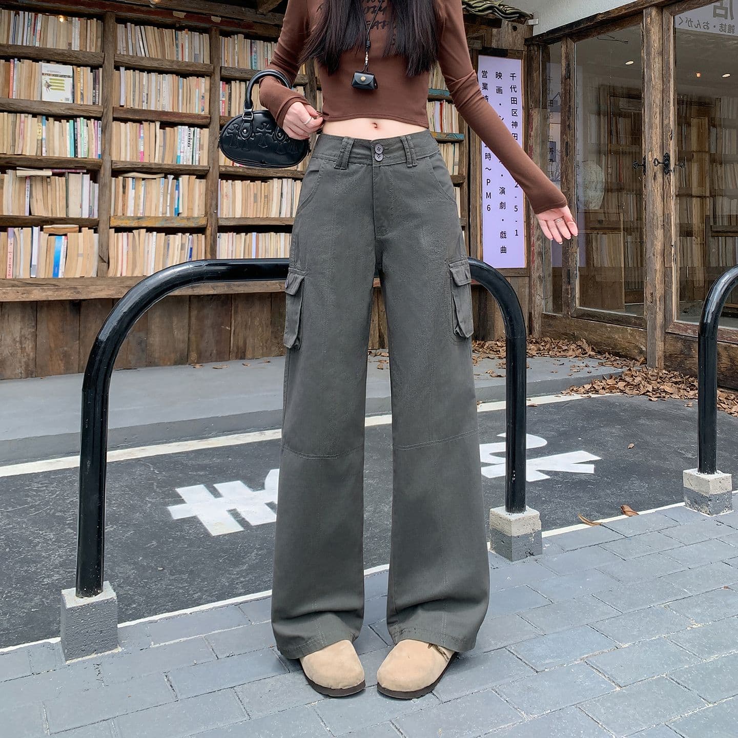 실사 정가 작은 갈매기 워크웨어 청바지 여성 봄 여름 아메리칸 수 있습니다. 조정 바지 허리 지퍼 캐주얼 롱 바지 상세 이미지 6