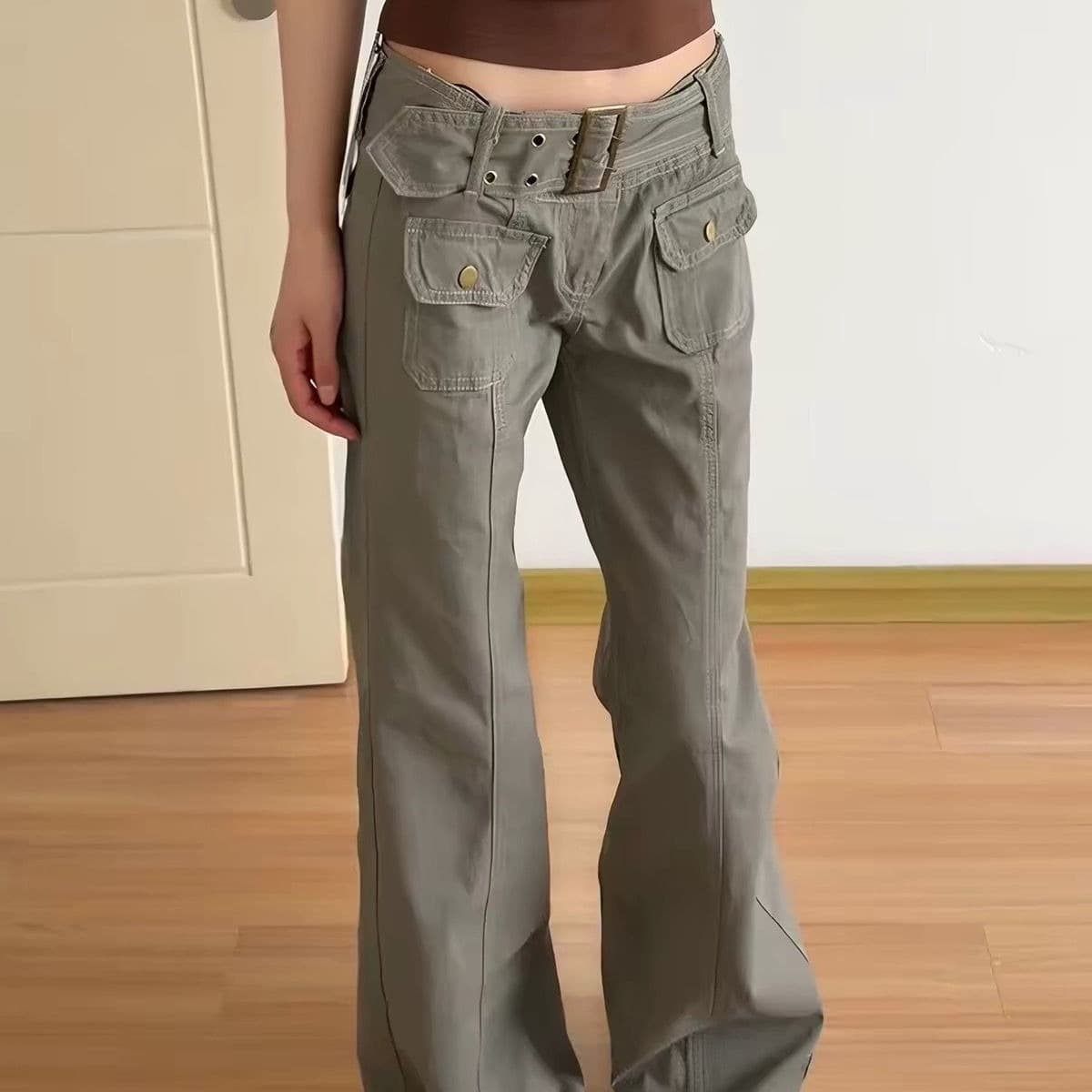 아메리칸 레트로 핫걸 디자인 센스 마 오래된 워싱 오토바이 바람 워크웨어 청바지 여성 여름 루즈핏 다용도 부츠컷 바지 이미지 5