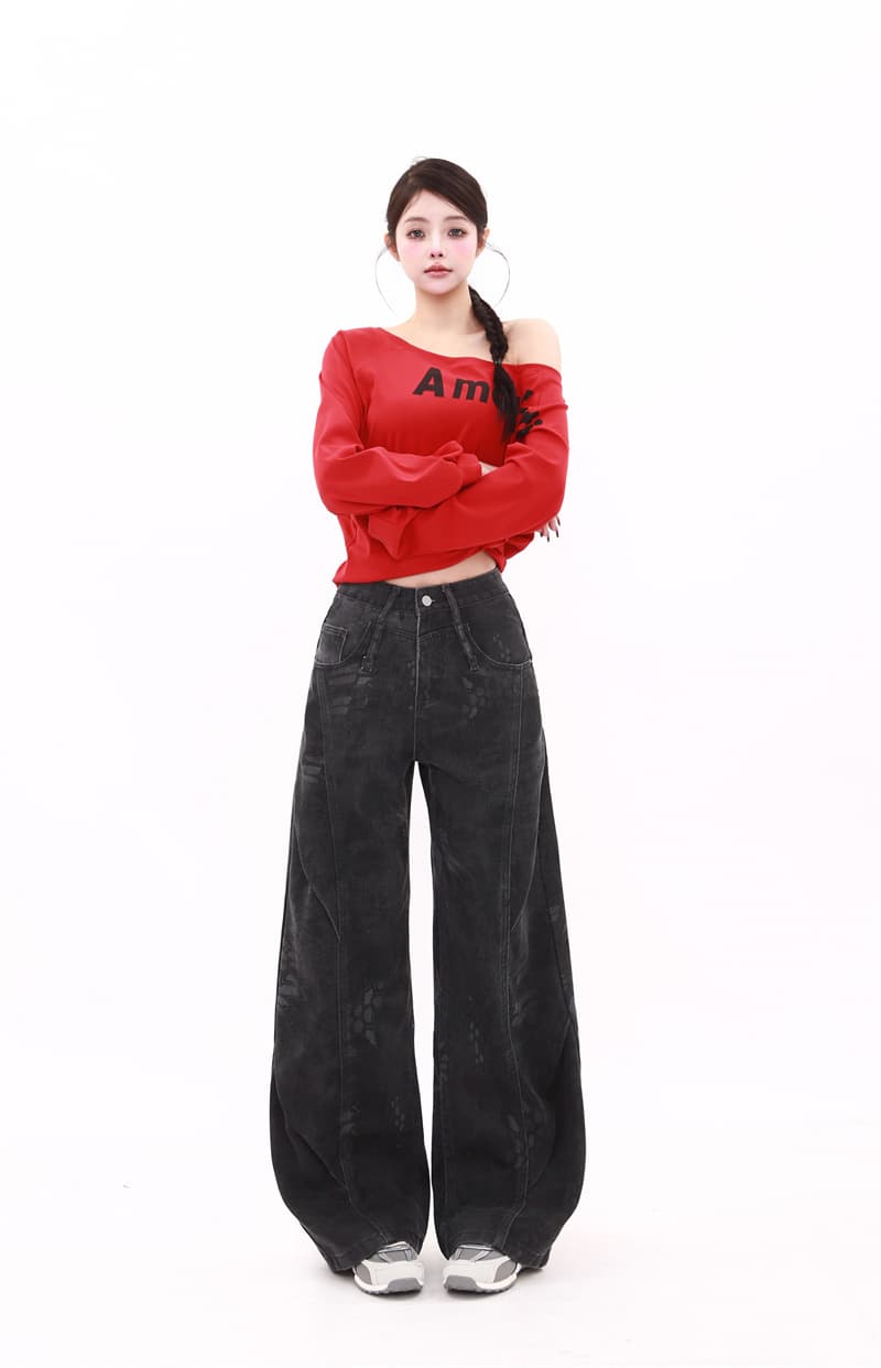 실사 아메리칸 레트로 블랙 회색 넓은 다리 청바지 가을 하이웨이스트 루즈핏 스트레이트 벽오동 바지 상세 이미지 4