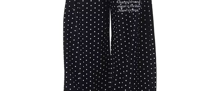 아메리칸 ootd 디자인 센스 도트 무늬 전체 인쇄 자수 넓은 다리 청바지 남녀 미니멀리즘 다용도 캐주얼 ins 긴 바지 상세 이미지 13