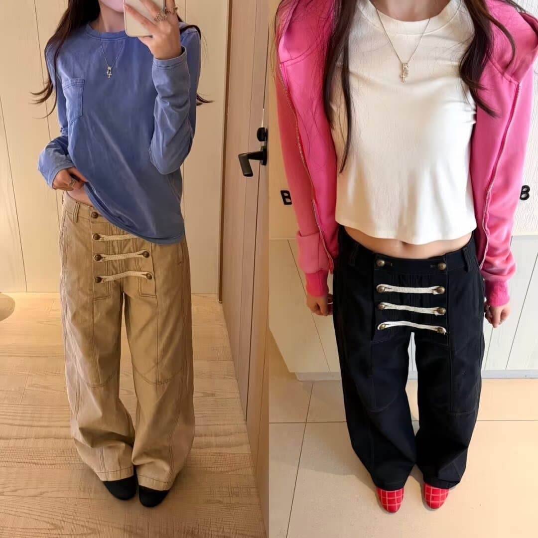 아메리칸 ootd 레트로 해체 기타 행 로프 버클 솔루션 디자인 청바지 남녀 높음 거리 루즈핏 일 와이드 다리 길이 바지 상세 이미지 7