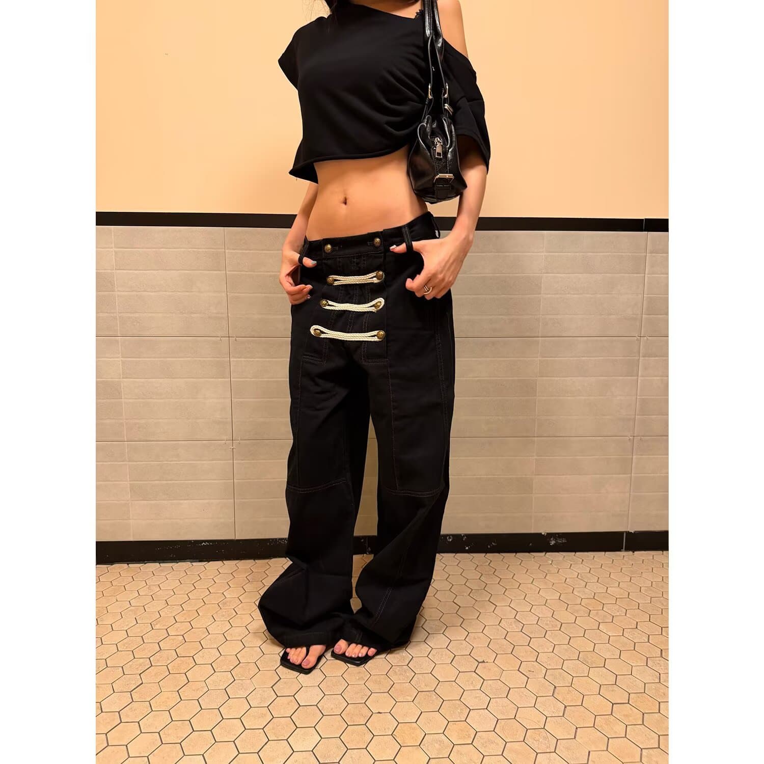 아메리칸 ootd 자이언트 잘 생긴 ~ 중 디자인 센스 긴 바지 여성 2026 봄 가을 새로운 패션 레트로 스트레이트 팬츠 조수 브랜드 상세 이미지 5