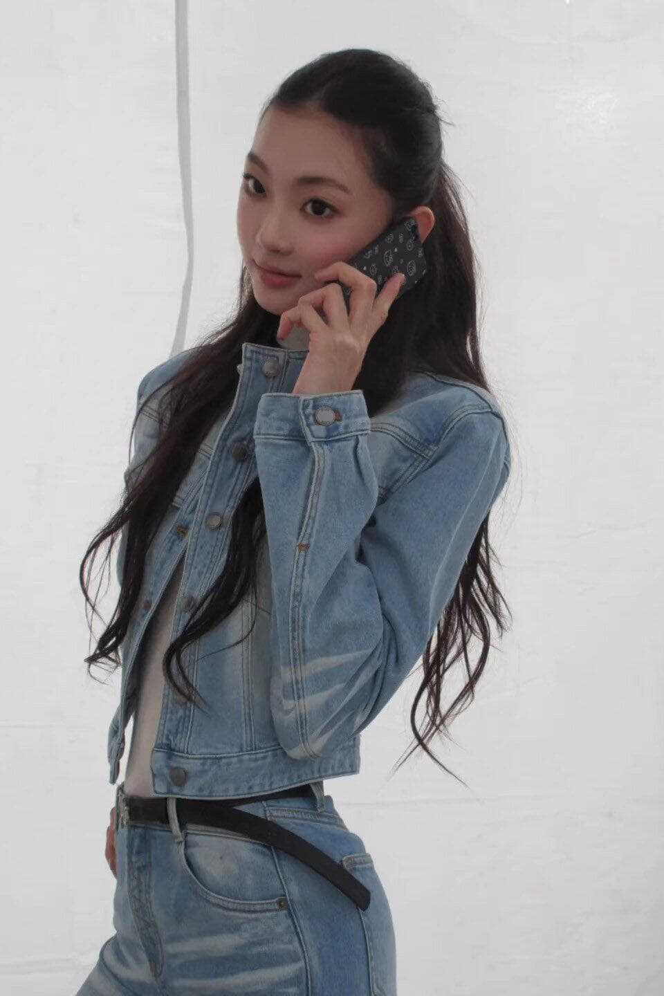 송 웨이 페이 같은 단락 밥캣 데님 재킷 무거운 작업 사선 무늬 단 닝 고양이 반드시 스탠드 칼라 쇼트 스타일 재킷 상세 이미지 14