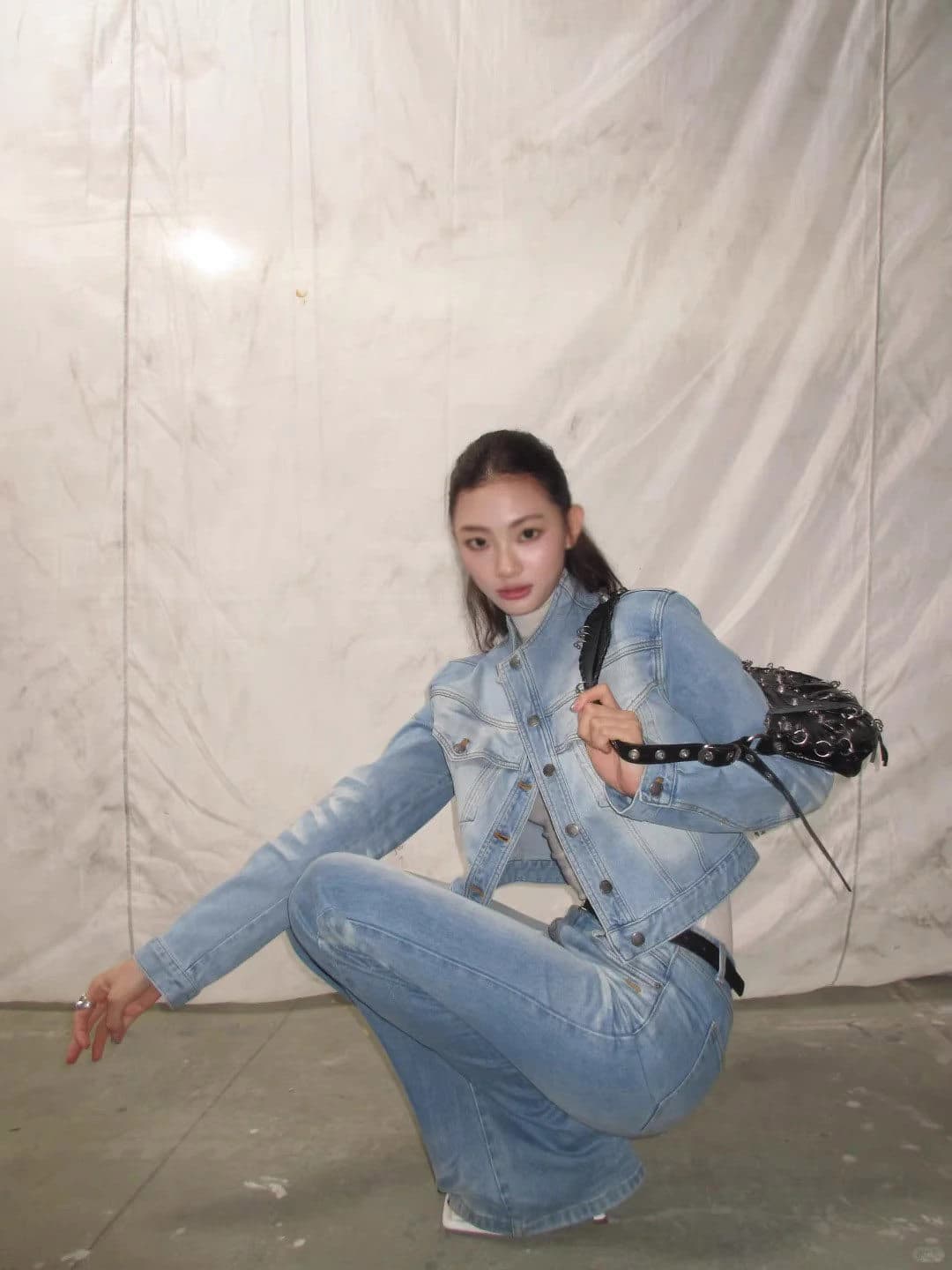 송 웨이 페이 같은 단락 밥캣 데님 재킷 무거운 작업 사선 무늬 단 닝 고양이 반드시 스탠드 칼라 쇼트 스타일 재킷 상세 이미지 28