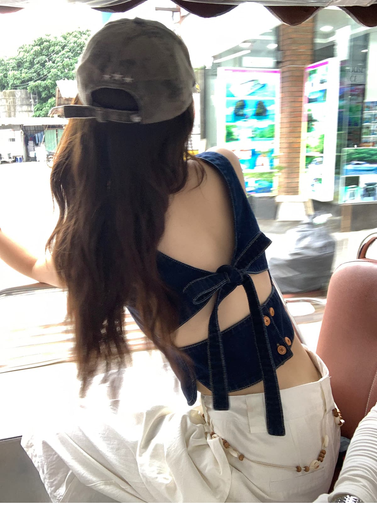 와일드 와일드 홈 스트랩 데님 조끼 2026 새로운 얇은 스타일 진한 파란색 순수한 색 욕망 만나는 몸매 가꾸기 베스트 외출용 여성 여름 상세 이미지 10