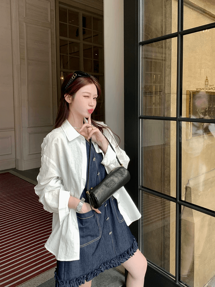 양 양 yangruoyu 여행 여름 모방 데님 조끼 스커트 여성 V넥 고급 얇은 스타일 레트로 드레스 이미지 2