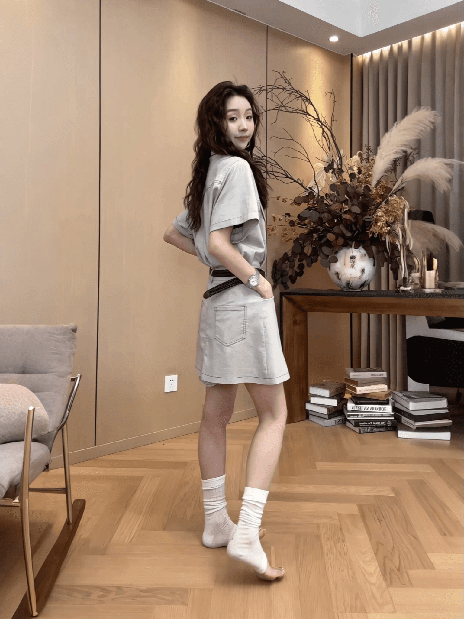 작은 조용한 잠시 데님 셔츠 랩스커트팬츠 투피스 세트 26 여름 새로운 다용도 세트 2604d2609 이미지 3