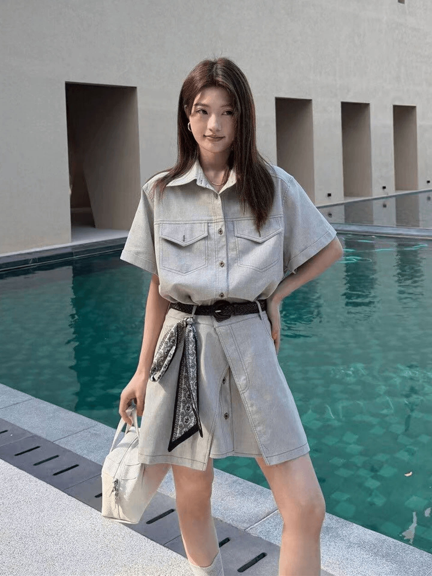 셔츠 여성 드레스 2026 년 여름 새로운 프랑스식 길다 치마 자이언트 잘 생긴 이른 봄 품격 작은 키 허리 수축 이미지 4