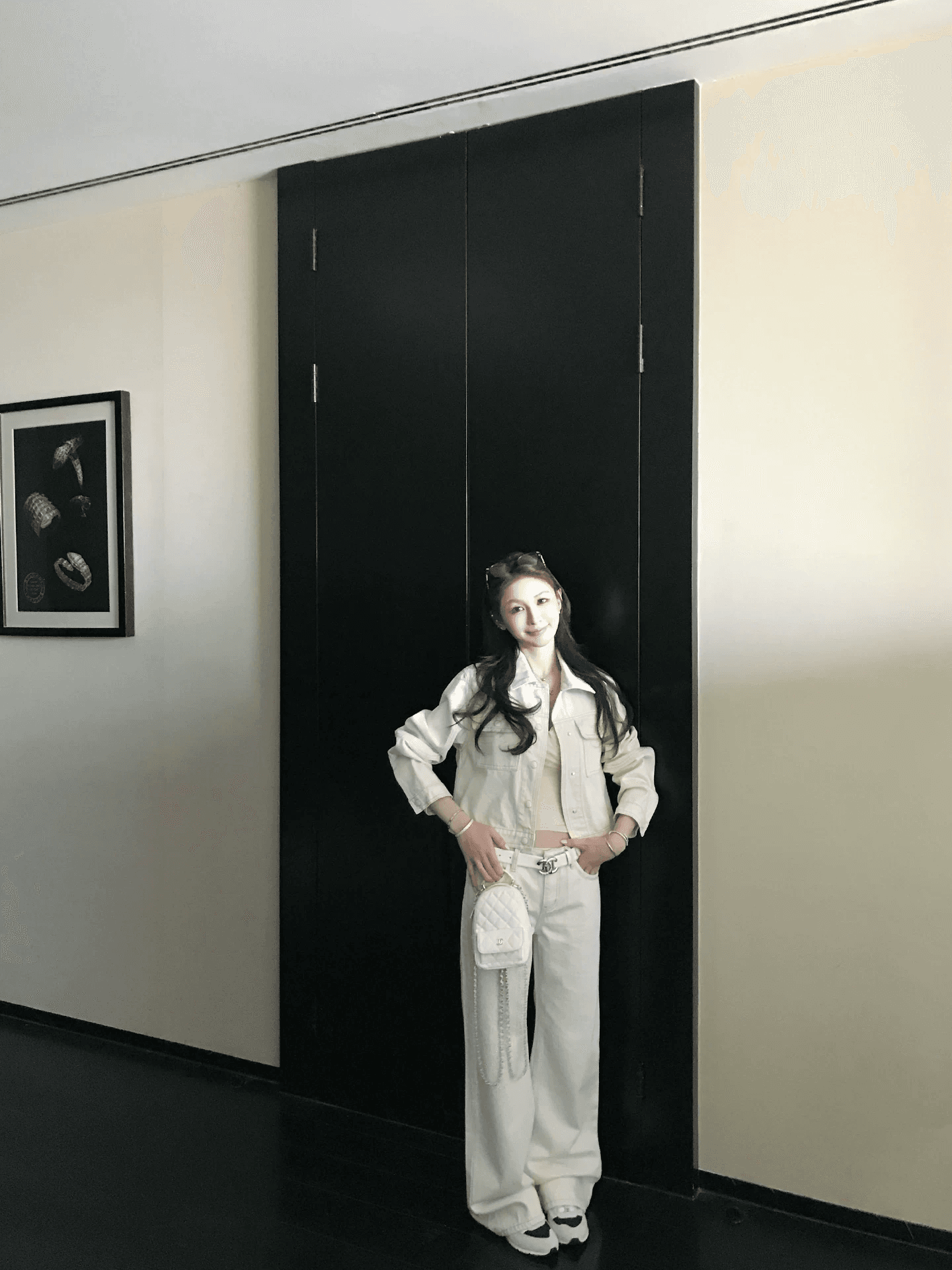 skk store 보은 화이트 암소 suit 봄 레트로 슈퍼 품격 오래된 돈 데님 재킷 세트 여성 이미지 2