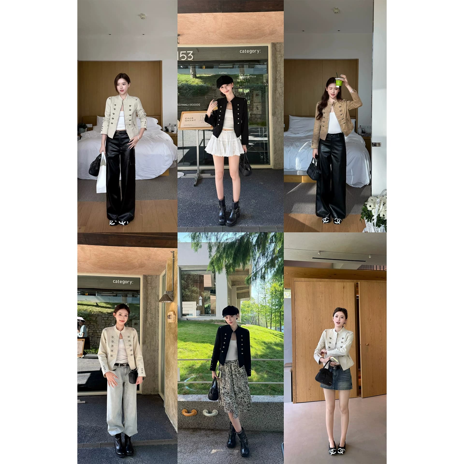 oioi esse 가을 나폴레옹 스탠드 칼라 단추 데님 여성 코트 작은 대중 디자인 쇼트 스타일 재킷 이미지 5