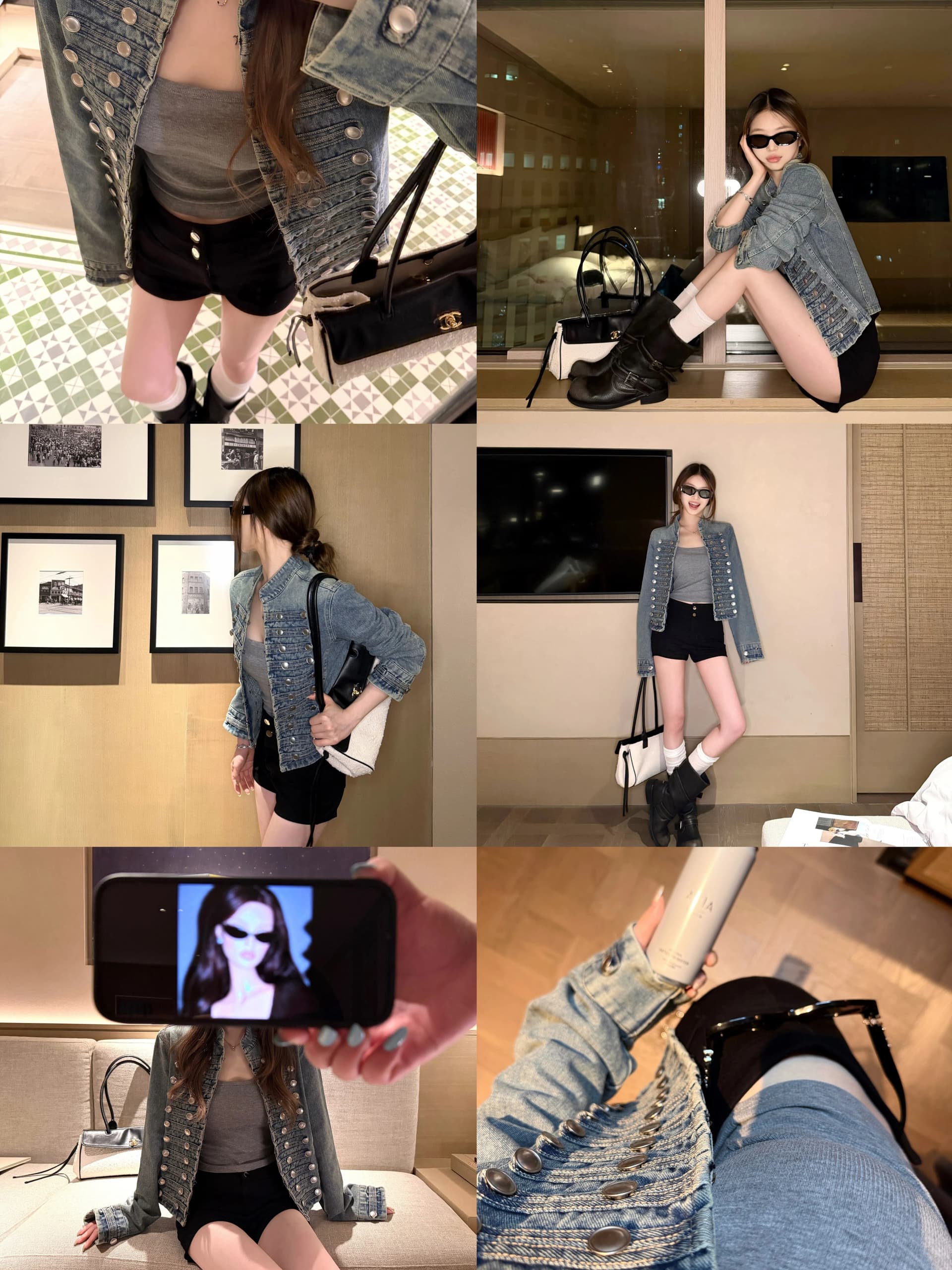 디스크 디스크 보 주님 일상 긍정적 인 어깨 더블 행 단추 무거운 작업 나폴레옹 데님 여성 코트 가을 재킷 맨위 이미지 4